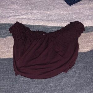 dark purple- off shoulder-crop top